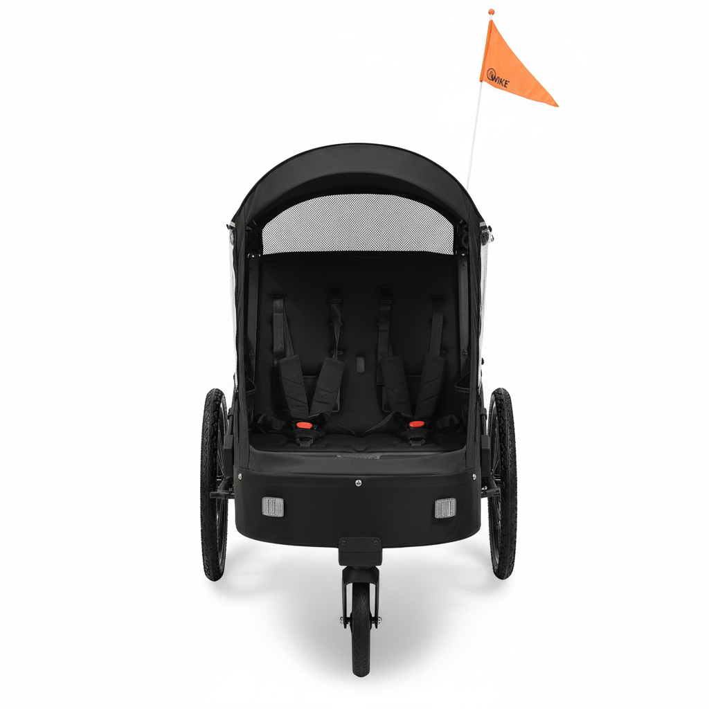 Wike Premium Suspension Children's Bike Trailer with Stroller & Jogging Kit - Black