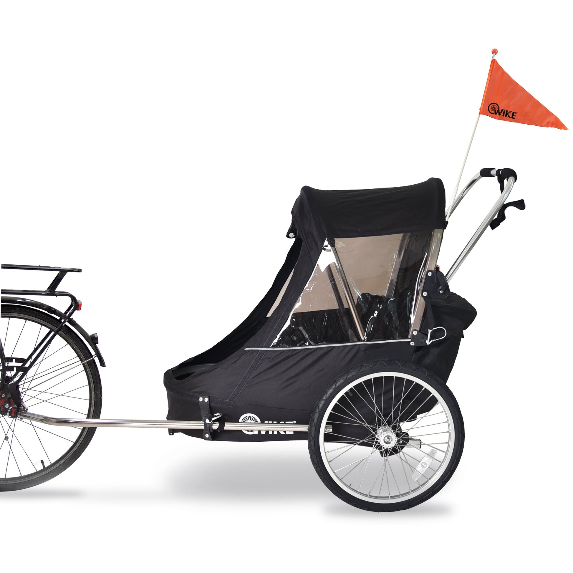 double bike trailer stroller conversion kit Premium Double Children's Bike Trailer with Stroller & Jogging Kit - Black