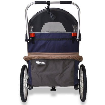 Wike Special Needs Large Bike Trailer with Stroller & Jogging Kit - Navy & Brown